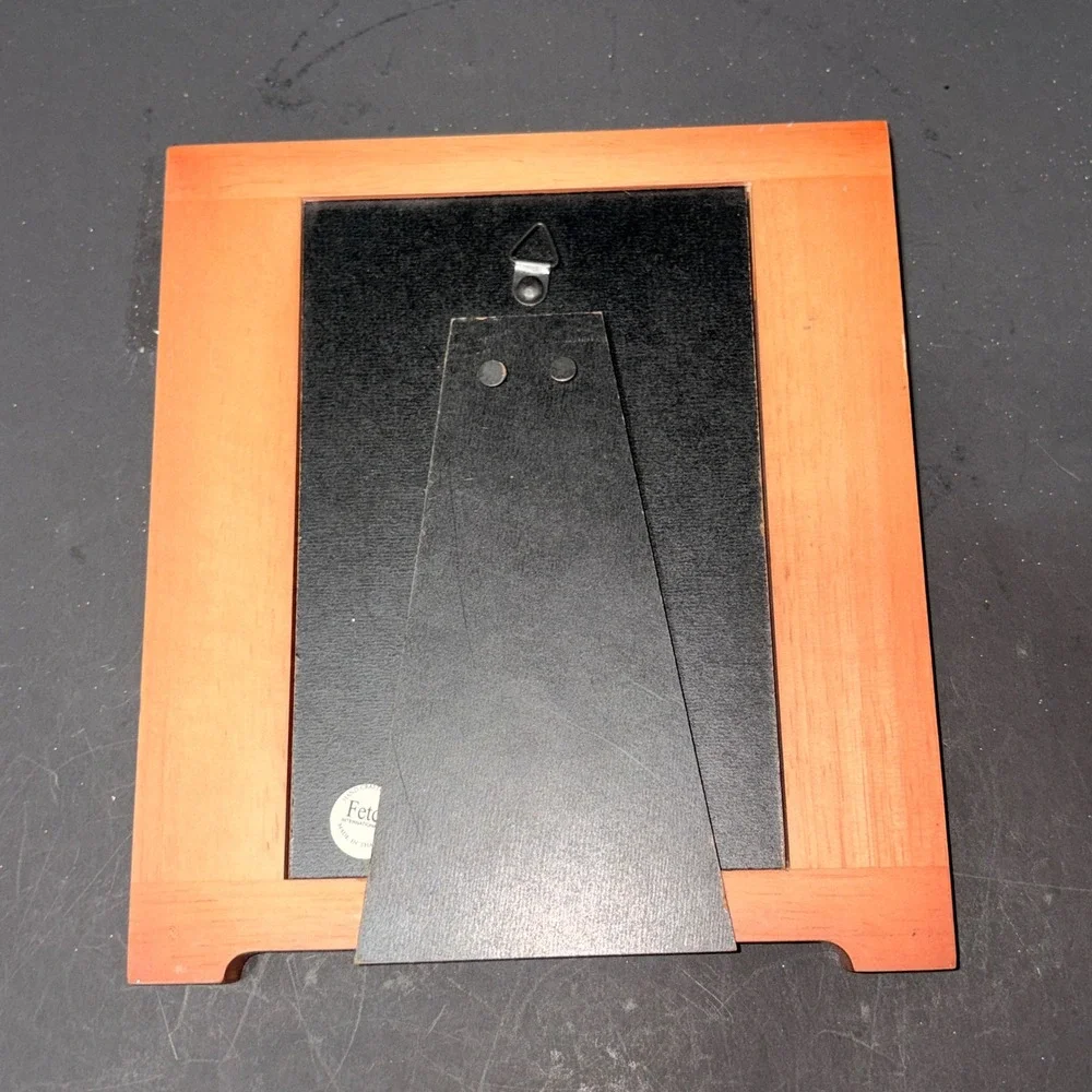 Vintage Fetco International 1995 Orange Wood Picture Frame 4x6 Handcrafted MCM